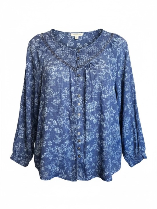 beachlunchlounge Tops - BeachLunchLounge Floral Button Down Long Sleeve 100% Cotton Top - Oversized